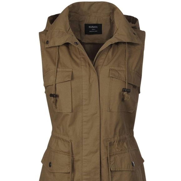 Active USA Khaki Sleeveless Vest with Hood 100% Cotton, Breathable, Snap closure - Picture 4 of 16